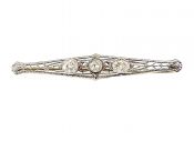 Edwardian Diamond Openwork Bar Brooch