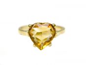Vintage Heart Shaped Citrine Solitaire Ring
