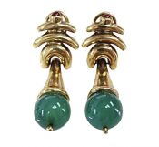 Denoir Chrysoprase and Carnelian Drop Earrings