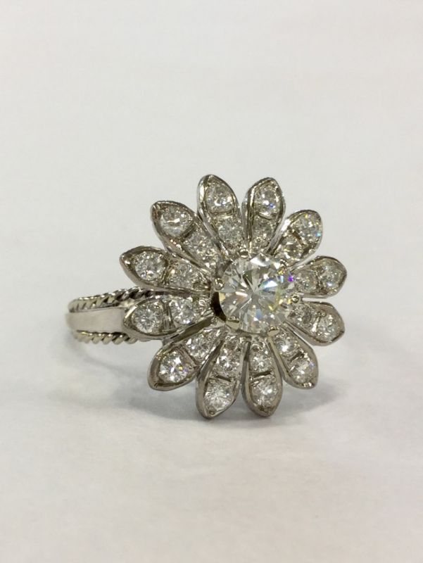 Vintage Diamond Cluster Floral RIng