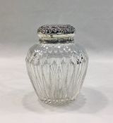 Dresser Jar, Sterling Silver and Cut Crystal Repoussé Lid