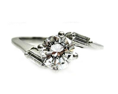Vintage .90ct Diamond Engagement Platinum Ring