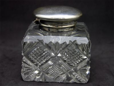 Early Cut Crystal Inkwell