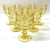 Early Vintage “Hermitage Topaz” Depression Glass Water Goblets