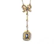 Edwardian Aquamarine and Diamond Necklace