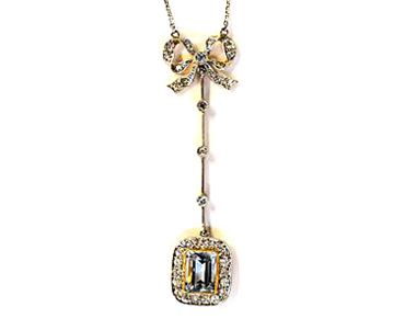 Edwardian Aquamarine and Diamond Necklace