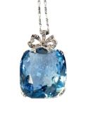 Edwardian Aquamarine and Diamond Pendant