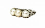 Edwardian Cultured Pearl and Diamond Ring