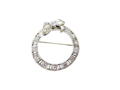 Edwardian Diamond Bow Wreath Brooch