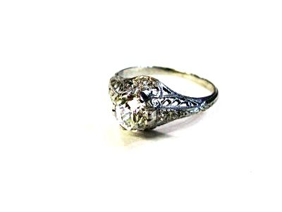 Edwardian .86ct Diamond Platinum Ring
