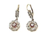 Edwardian Diamond and Ruby Drop Earrings