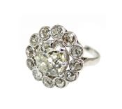 Edwardian French 2.20ct Diamond Cluster 18kt Ring