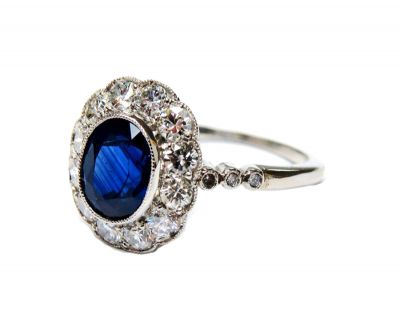 Edwardian Inspired Sapphire and Diamond Ring