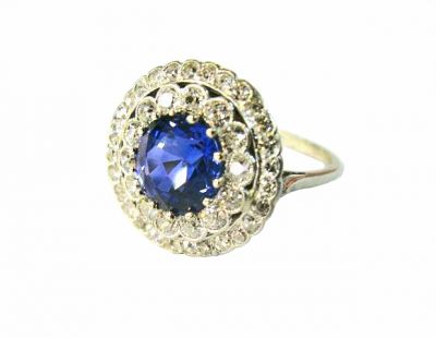Edwardian Sapphire and Diamond Ring