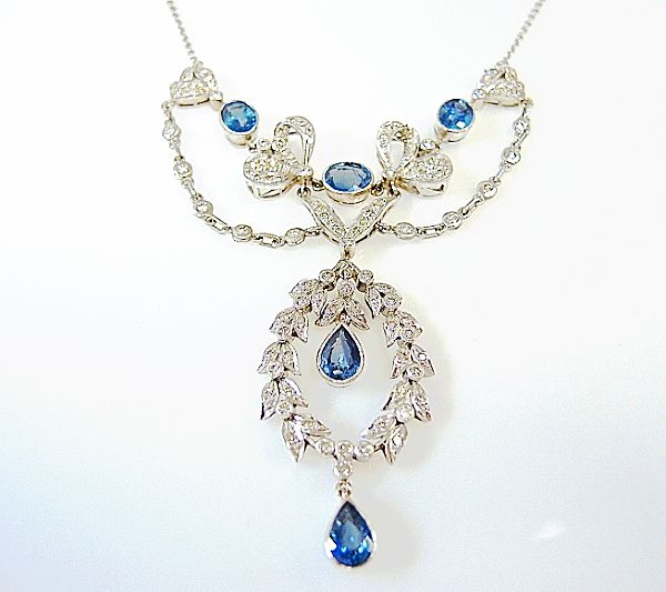 Edwardian Style Sapphire and Diamond Necklace