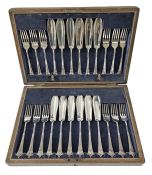 Edwardian Albany Pattern Silver Plate Fish Service For 12, circa 1900-1910