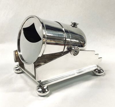 Edwardian Era Silver Plate Cannon Shape Spoon Warmer