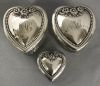 Edwardian Era Sterling Silver & Crystal Heart Shape Vanity Jars