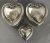 Edwardian Era Sterling Silver & Crystal Heart Shape Vanity Jars