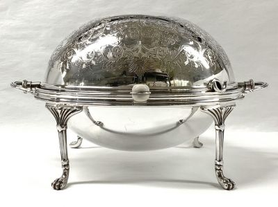 Edwardian Sheffield Silver Plate Roll Top Breakfast Server
