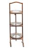 Edwardian Three Tier Floor Model Cake Stand With Sterling Silver Trays