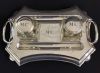 English Art Deco Silver Plate Double Inkwell & Stand