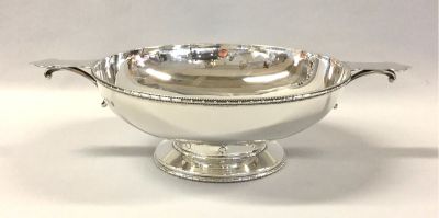 English Art Deco Sterling Silver Quaich Cup/Trophy of Monumental Size