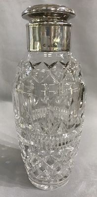 English Art Deco Sterling Silver & Cut Crystal Cocktail Shaker