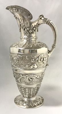 English Renaissance Revival Sterling Silver Claret Jug