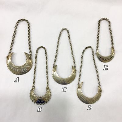 English Silver Georgian Crescent Liquor Tags