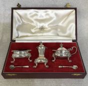 English Sterling Silver Condiment Set In Original Presentation Box
