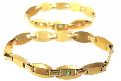 Estate Gold Emerald and Diamond Necklace