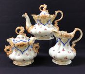 Exuberant Victorian Three Piece Porcelain Tea Set