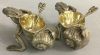 Figural Silver Plate Salt Cellars With Gilded Lining & Spoons