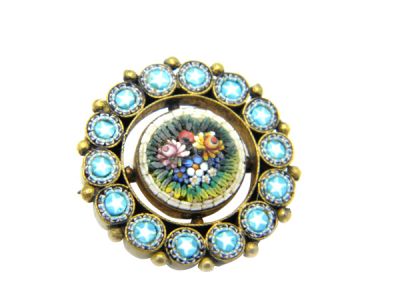 Micro Mosaic Brooch or Pin Floral