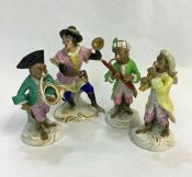 Meissen Style German Porcelain Monkey Band Figures