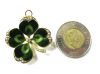 Vintage Diamond Pearl and Enamel Four Leaf Clover Pendant Brooch