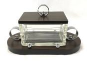 French Art Deco Cut Crystal and Rosewood Box