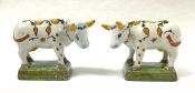 French Faience Oxen, 19th Century