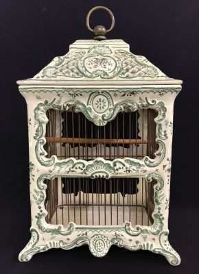 French Faience Pottery Birdcage