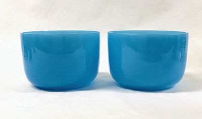 French Opaline Glass Finger Bowls in Blue, 19th Century