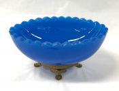 French Opaline Glass Oval Bowl In Blue