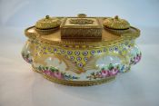 French Porcelain and Ormolu Inkstand