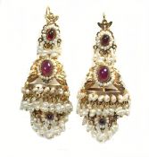 Fresh Water Pearl and Ruby Earrings