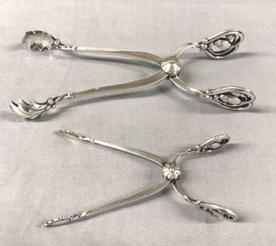Georg Jensen Blossom Pattern Sterling Silver Tongs