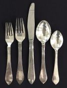 Georg Jensen Sterling Silver Continental Flatware Set For 12