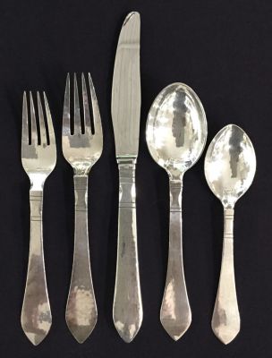 Georg Jensen Sterling Silver Continental Flatware Set For 12