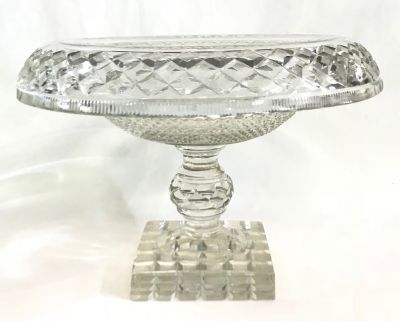 Georgian Anglo-Irish Cut Glass Footed Compote, Early 19th Century