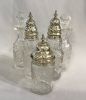 Georgian Sterling Silver Cruet Set With Cut & Etched Glass Bottles