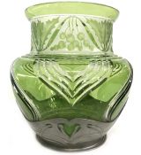 German Jugendstil Art Nouveau Acid Etched Glass Vase